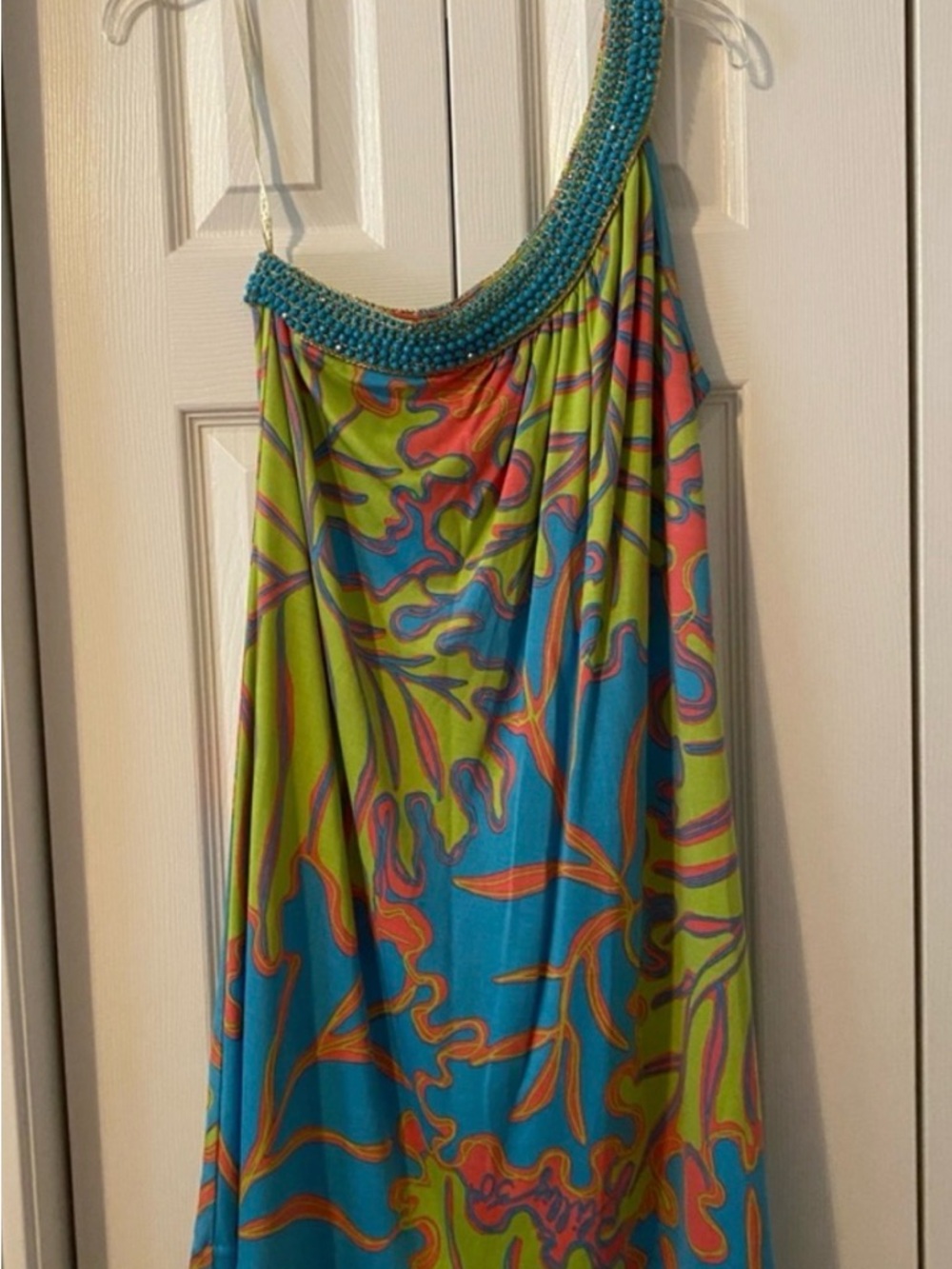 Lilly Pulitzer One-Shoulder Multicolor Sundress - Blue, Green, Pink, Orange